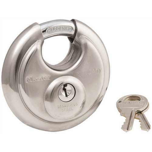 2-3/4 in. W (70 mm) Stainless Steel Discus Padlock with Shrouded Shackle Silver