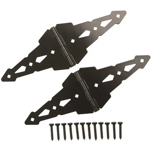 Everbilt 18105 8 in. Black Heavy Duty Decorative Strap Hinges pack of 2