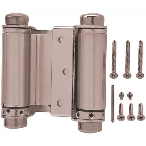 3 in. x 3 in. Satin Nickel Double-Action Spring Door Hinge - pack of 5