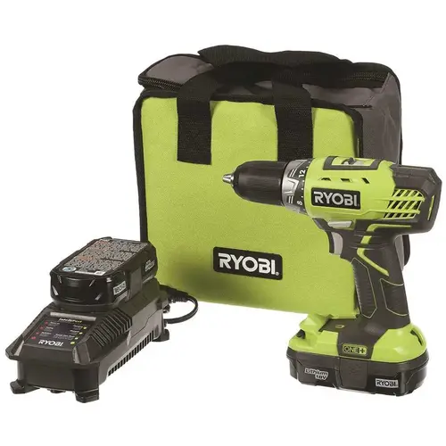 18-Volt ONE+ Lithium-Ion Cordless 1/2 in. Compact Drill/Driver Kit with (2) 1.3 Ah Batteries, Charger, and Tool Bag Green