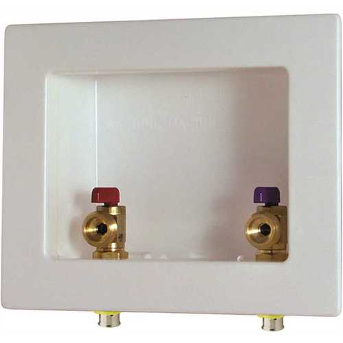 Viega 97001 PureFlow 1/2 in. Zero Lead Press outlet box, (2) 1/4 turn brass valves