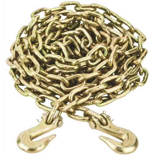 5/16 in. x 20 ft. Grade 70 Yellow Zinc Plated Steel Tow Chain with Grab Hooks - Pair