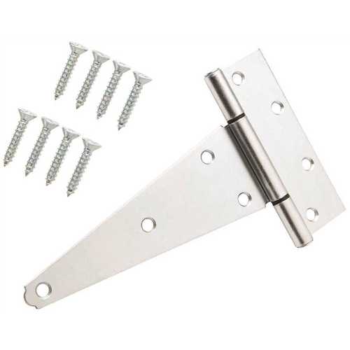 8 in. Zinc-Plated Heavy Duty Tee Hinge Zinc Plated Pack of 20