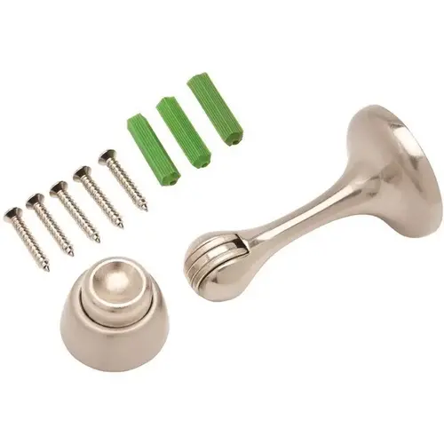 3 in. Satin Nickel Magnetic Doorstop with Catch - pack of 5