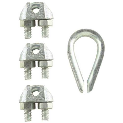 3/32 in. x 1/8 in. Zinc-Plated Clamp Set - pack of 4