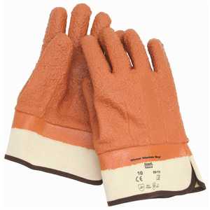 JJ Keller 42490 - Ansell Monkey Grip Orange Vinyl Raised Finish Safety Cuff Gloves Large, Sold in Packs of 12 Pair