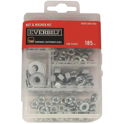 Zinc-Plated Nuts and Washer Kit Metallic