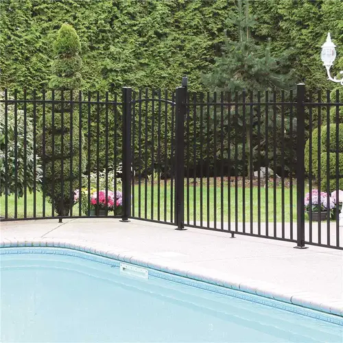 Aquatine 1/2 in. x 72 in. x 4 ft. Black Aluminum Pool Fence Rail and Picket Kit