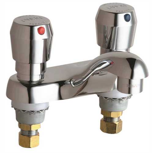 Hot and Cold Metering 2-Handle Sink Utility Faucet 0.5 GPM in Chrome Lead Free