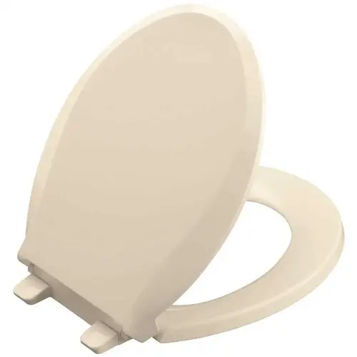 Cachet Quiet-Close Round Closed Front Toilet Seat with Grip-Tight Bumpers in Almond