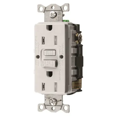 HUBBELL WIRING GFTRST15W 15 Amp 125-Volt NEMA 5-15R Hubbell Autoguard Commercial Standard Tamper-Resistant GFCI Receptacle, White