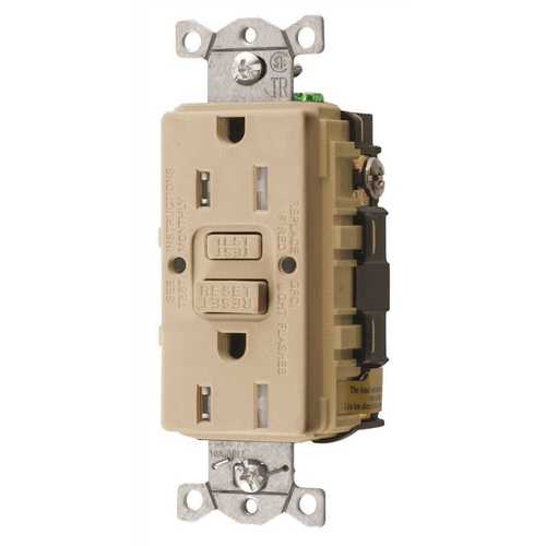 15 Amp 125-Volt NEMA 5-15R Hubbell Autoguard Commercial Standard Tamper-Resistant GFCI Receptacle, Ivory