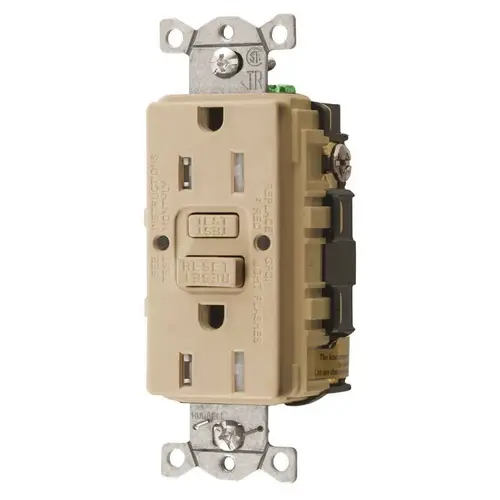 15 Amp 125-Volt NEMA 5-15R Hubbell Autoguard Commercial Standard Tamper-Resistant GFCI Receptacle, Ivory