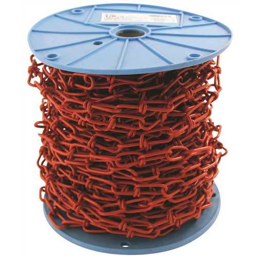 1 in. x 98 ft. Red Vinyl-Coated Tenso Chain Medium-Duty, 200 lbs. Safe Work Load - Reeled