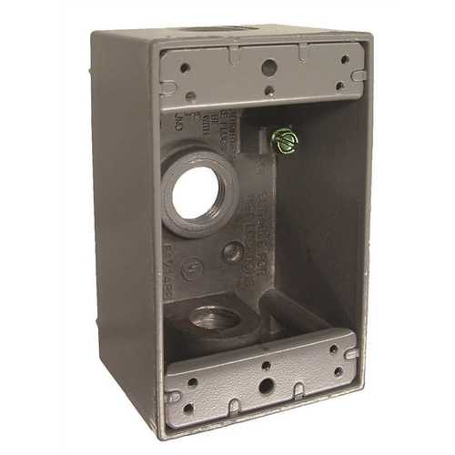 BELL 5320-0B 1-Gang Gray Weatherproof Box with Three 1/2 in. Threaded ...