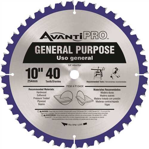 Avanti Pro 10 in. x 40-Tooth General Purpose Saw Blade