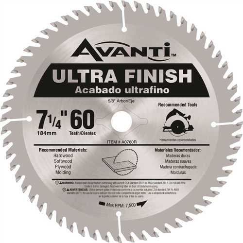 Avanti A0760R 7-1/4 in. x 60-Teeth Fine Finish Saw Blade