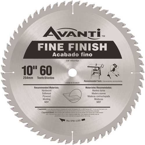 10 in. x 60-Teeth Fine Finish Saw Blade