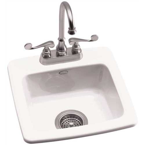 Gimlet Drop-In Acrylic 15 in. 2-Hole Single Bowl Bar Sink in White
