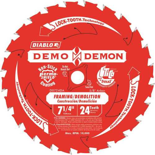 Diablo D0724DR DIABLO 7-1/4 in. 24-Tooth Framing/Demolition Carbide Circular Saw Blade