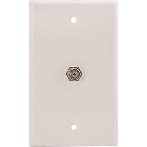 Preferred Industries 6601-W 1-Gang Catv F-Type Connector with Wallplate, Plastic, White