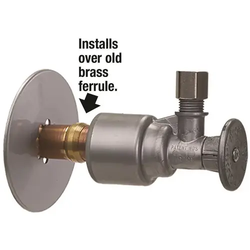 PUSHON R-SERIES SUPPLY STOP, VALVE ONLY, 1/2 IN. NOM. X 3/8 IN. OD COMPRESSION, BRUSHED CHROME