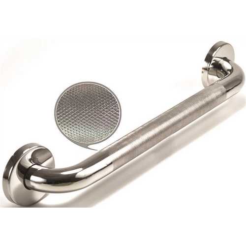 WingIts WGB5PSKN24 Premium Series 24 in. x 1.25 in. Diamond Knurled Grab Bar in Polished Stainless Steel (27 in. Overall Length)