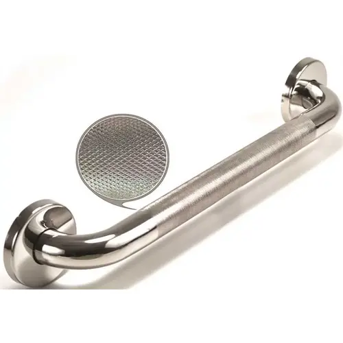 Premium Series 24 in. x 1.25 in. Diamond Knurled Grab Bar in Polished Stainless Steel (27 in. Overall Length)