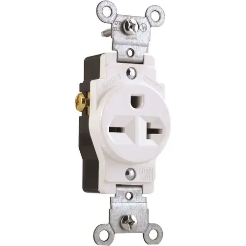 Preferred Industries YQ120RH-W Nema 6-20R 20 Amp 250-Volt Commercial Grade Single Receptacle White