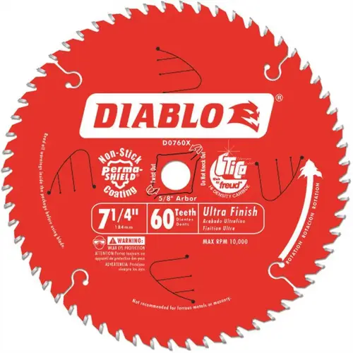 Diablo D0760R DIABLO 7-1/4 in. x 60-Tooth Fine Saw Blade Red