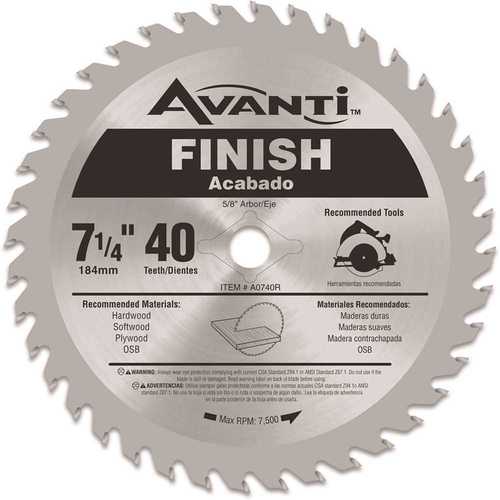 Avanti A0740R 7-1/4 in. x 40-Teeth Saw Blade
