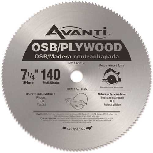 7-1/4 in. x 140-Teeth OSB/Plywood Saw Blade Silver