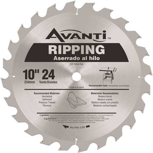 Avanti A1024X 10 in. x 24-Teeth Ripping Saw Blade Silver