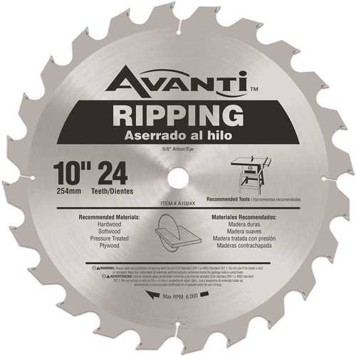 10 in. x 24-Teeth Ripping Saw Blade Silver