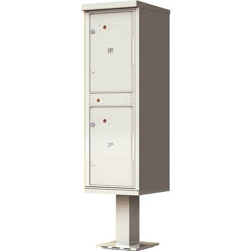 Florence 1590T1AF 1,590 Valiant Postal Gray Pedestal Mount Locking 2 Compartment Parcel Locker Mailbox