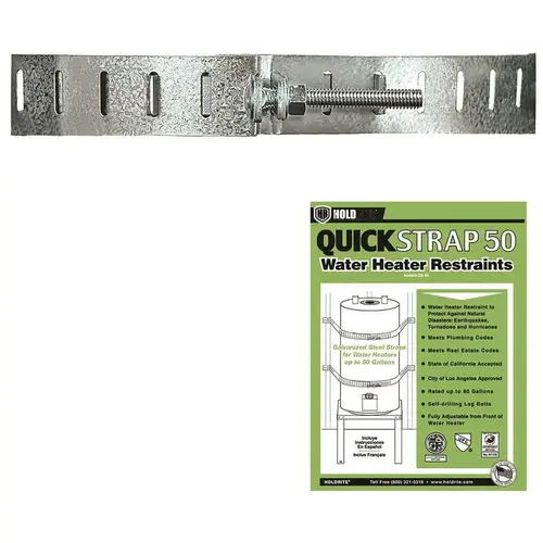 Holdrite QS-50-H 80 gal. Galvanized Steel Water Heater Restraining Strap Silver Metallic