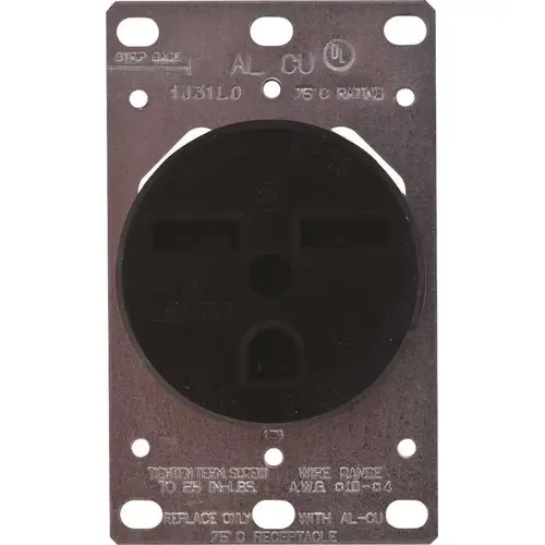Leviton 5372 2-POLE FLUSH MOUNT INDUSTRIAL GRADE RECEPTACLE, BLACK, NEMA 6-30R, 250 VOLTS, 30 AMPS