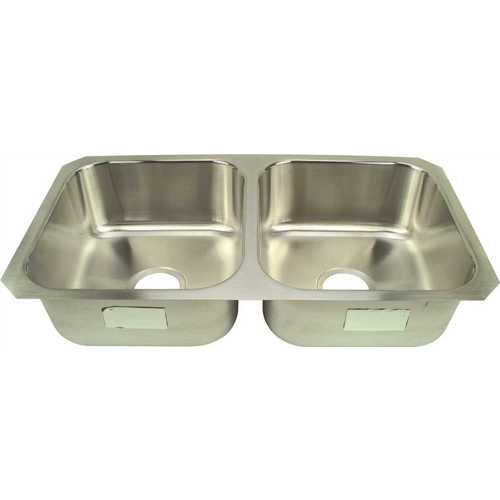 McAllister Series Kitchen Sink, Rectangular Bowl, 18 in OAW, 32 in OAH, 8-1/16 in OAD, Stainless Steel