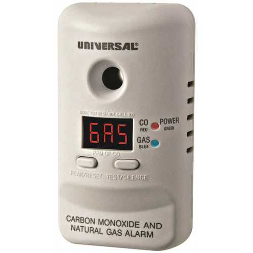PLUG IN COMBINATION CARBON MONOXIDE AND NATURAL GAS DETECTOR WITH DIGITAL DISPLAY