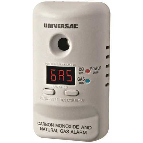 Universal Security Instruments Inc MCND401B PLUG IN COMBINATION CARBON MONOXIDE AND NATURAL GAS DETECTOR WITH DIGITAL DISPLAY Classic White