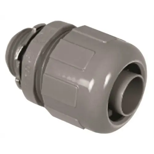 NON-METALLIC LIQUID TIGHT STRAIGHT CONNECTOR, 1/2 IN Gray