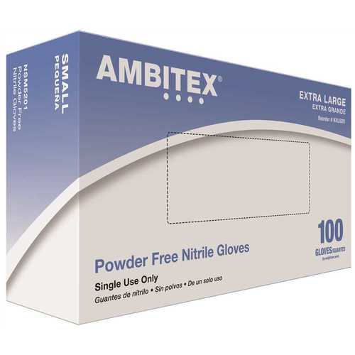 Ambitex NXL5201 4 mil Extra-Large Blue Nitrile Powder-Free General Purpose Gloves - pack of 100