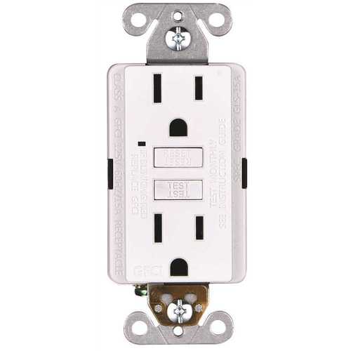 15-Amp 125-Volt GFCI Duplex Outlet, GFI Receptacle with Indicator Light, Wall Plate Included, White Pack of 10