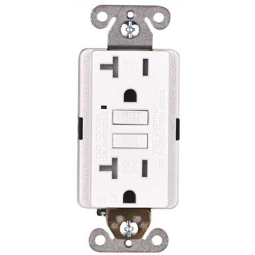 Faith GLS-20ATR-WH-10 20-Amp 125-Volt GFCI Duplex Tamper Resistant Outlet, GFI Receptacle with Indicator Light and Wall Plate, White Pack of 10
