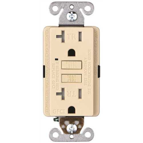 20-Amp 125-Volt GFCI Duplex Tamper Resistant Outlet, GFI Receptacle with Indicator Light and Wall Plate, Ivory Pack of 10