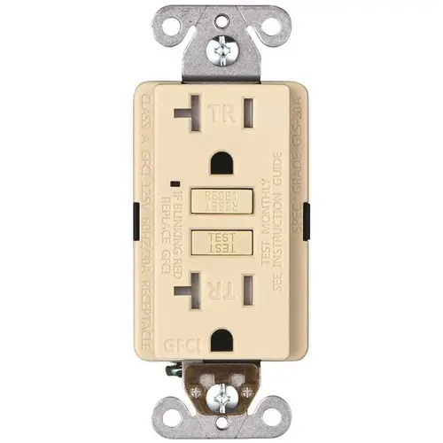 Faith GLS-20ATR-IV-10 20-Amp 125-Volt GFCI Duplex Tamper Resistant Outlet, GFI Receptacle with Indicator Light and Wall Plate, Ivory Pack of 10