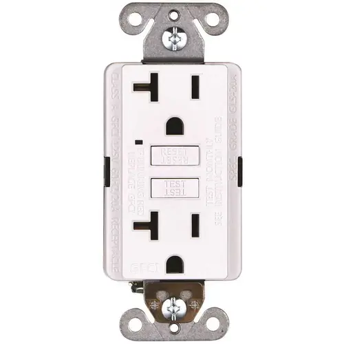 Faith GLS-20A-WH-10 20-Amp 125-Volt GFCI Duplex Outlet, GFI Receptacle with Indicator Light, Wall Plate Included, White Pack of 10