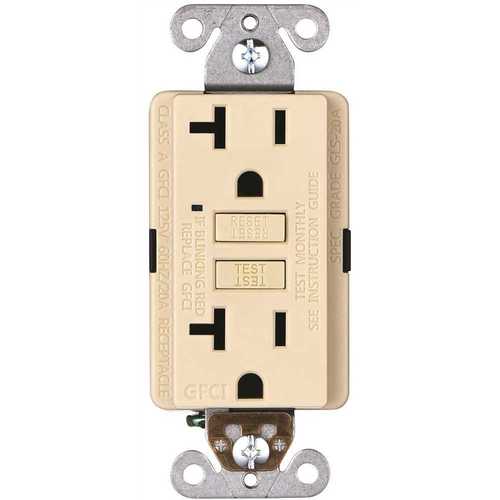 Faith GLS-20A-IV-10 20-Amp 125-Volt GFCI Duplex Outlet, GFI Receptacle with Indicator Light, Wall Plate Included, Ivory Pack of 10