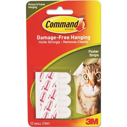 Command 17024ES Small Poster Strips White - pack of 12