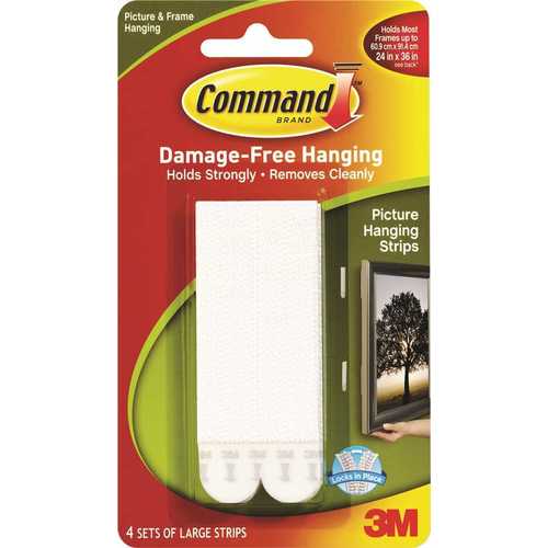 4 lbs. Large White Plastic Picture Hanging Strips - pack of 4